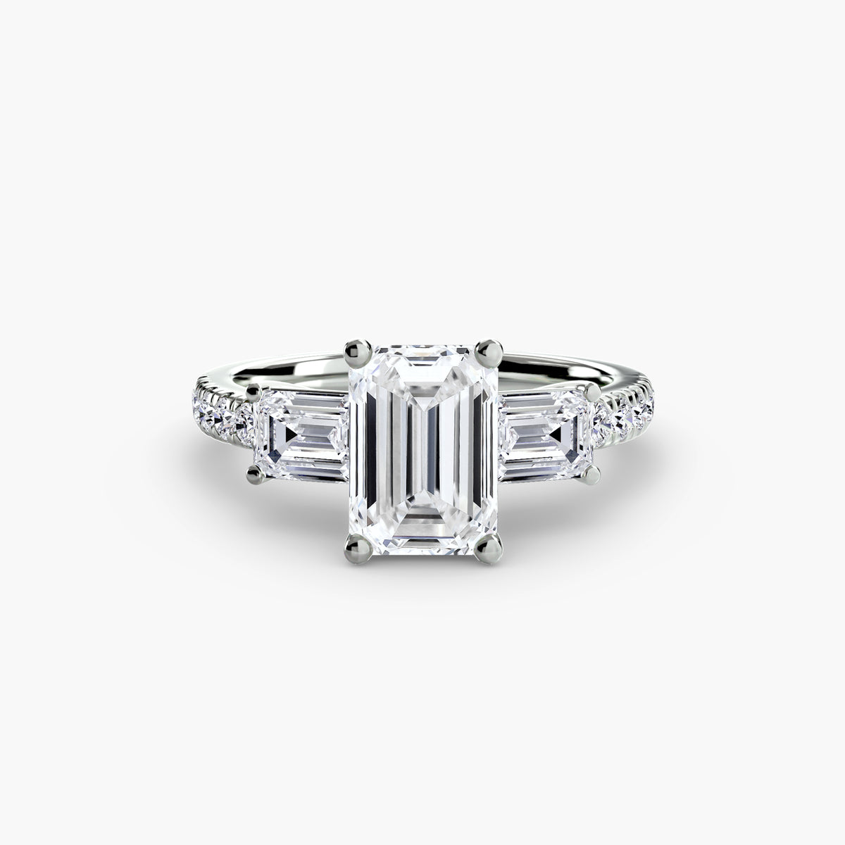 Three-Stone Ring with Pavé Band 4