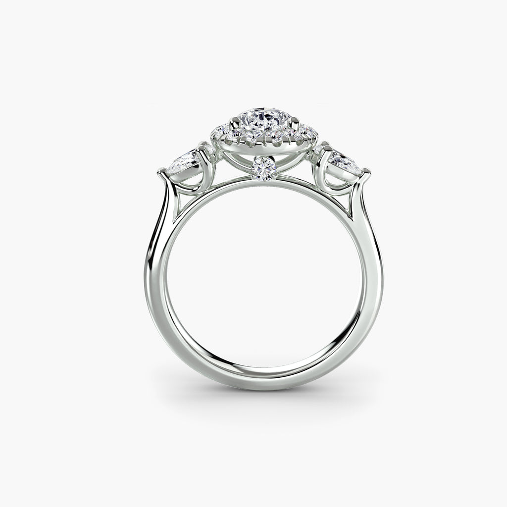 Three-Stone Ring with Halo
