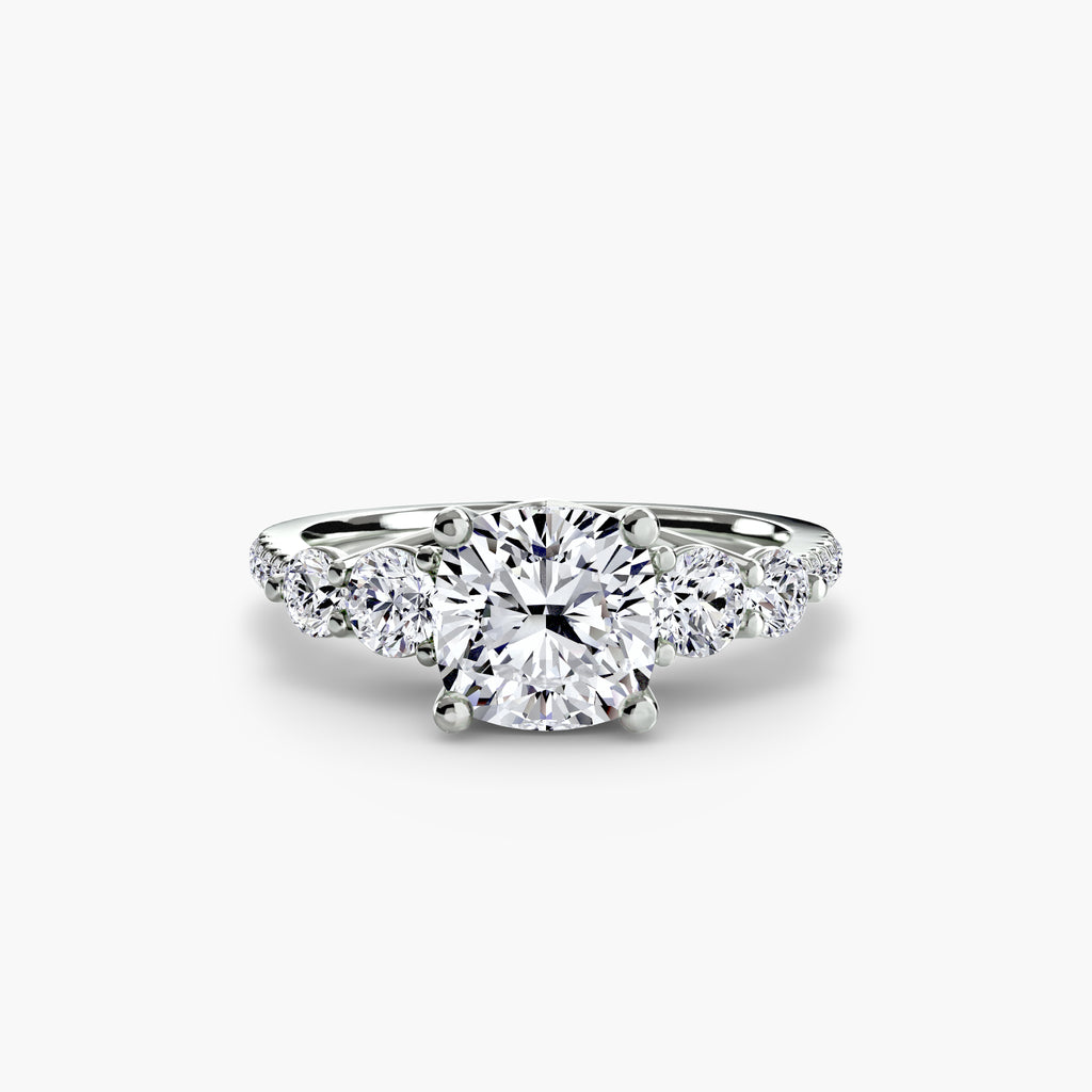 Five Stone Ring with Pavé Band