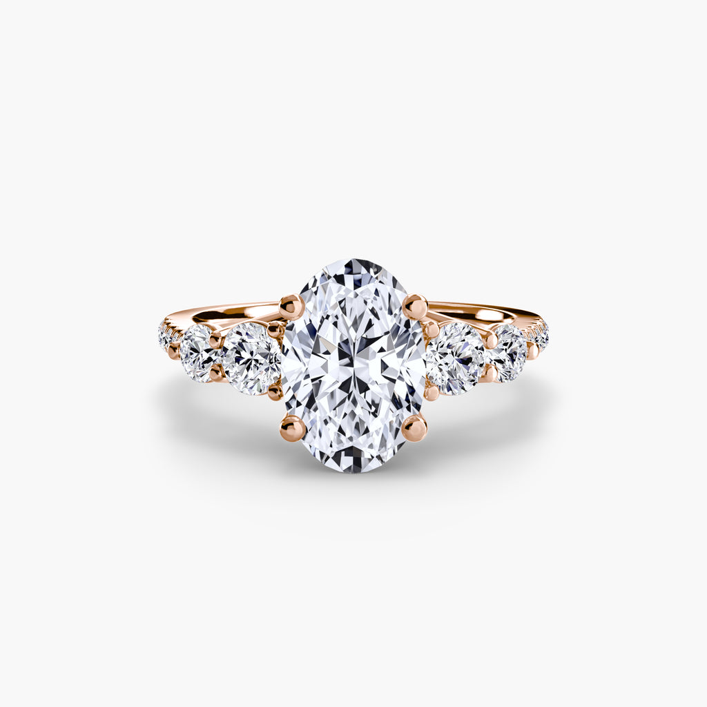 Five Stone Ring with Pavé Band
